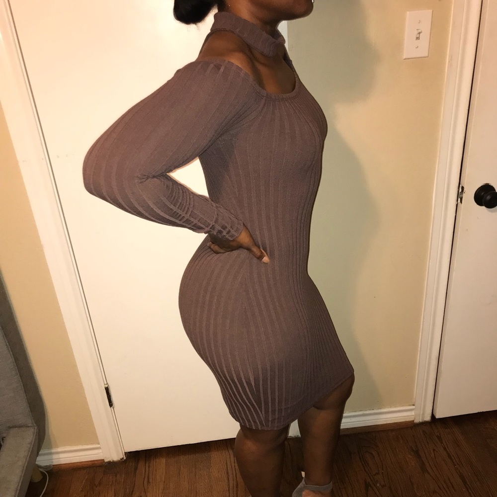 Chocolate Ribbed Fashion Nova Dress